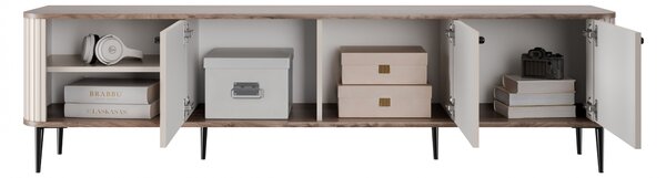 TV stolek Vesper 3D 187 cm - kašmírový / dekor ořech / černé nožky