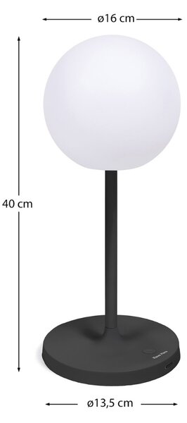 Bílá plastová stolní LED lampa Kave Home Dinesh II. s černou podnoží