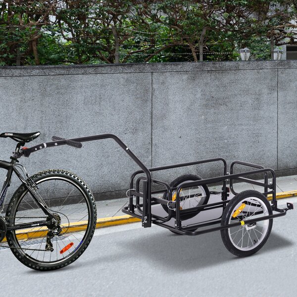 Skládací závěs HOMCOM pro bicykl s tažným zařízením, přijímačem a reflektory, nákladní vozík do 40 kg, transportní přívěs na kempování, nakupování, st