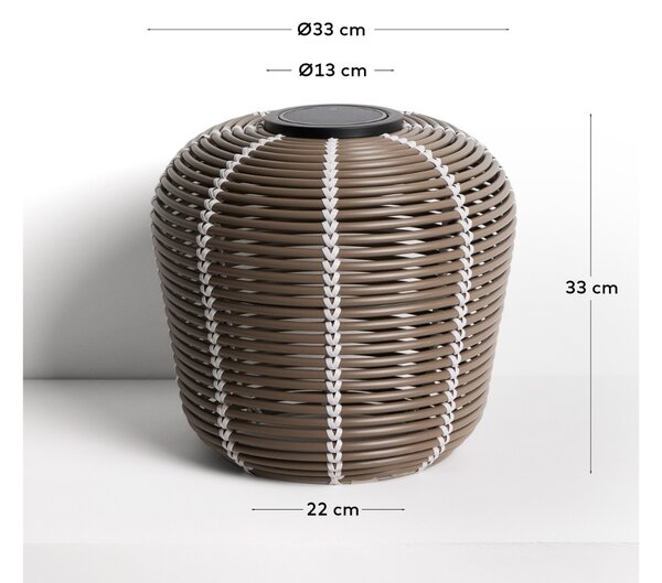 Kave Home Hnědá zahradní solární lampa Garoina Ø 35 cm