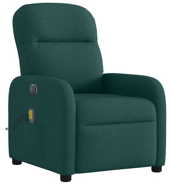 Elektrické masážní polohovací křeslo tmavě zelené textil 3302968