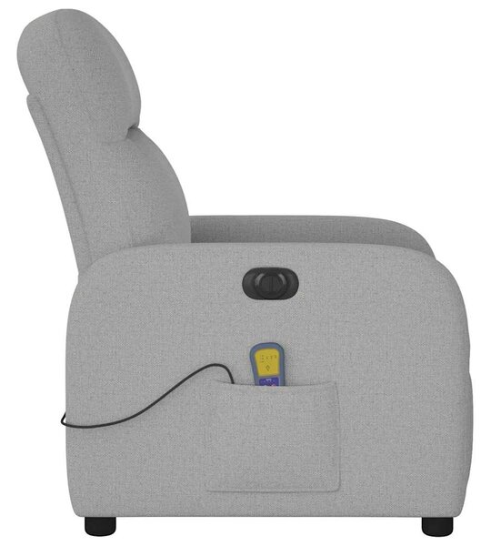 Elektrické masážní polohovací křeslo obláčkově šedé textil 3302971