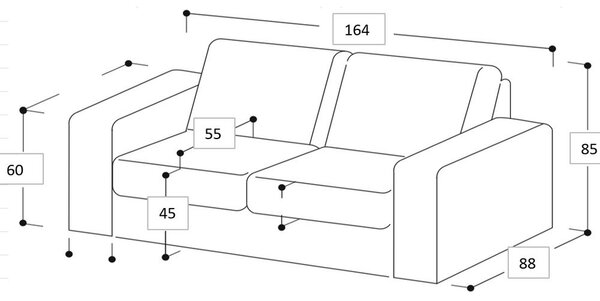 Koňakově hnědá pohovka z imitace kůže 164 cm Copenhagen – Scandic