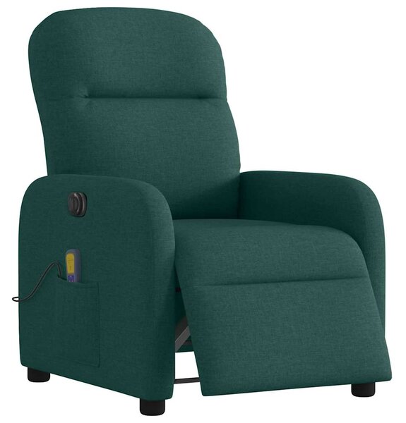 Elektrické masážní polohovací křeslo tmavě zelené textil 3302968