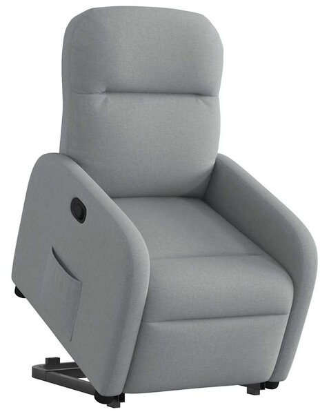 Zvedací polohovací křeslo světle šedé textil 3302972
