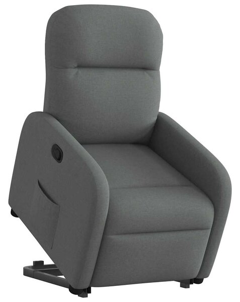 Zvedací polohovací křeslo tmavě šedé textil 3302973