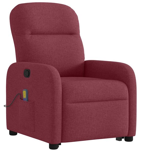 Zvedací masážní polohovací křeslo vínové textil 3302985