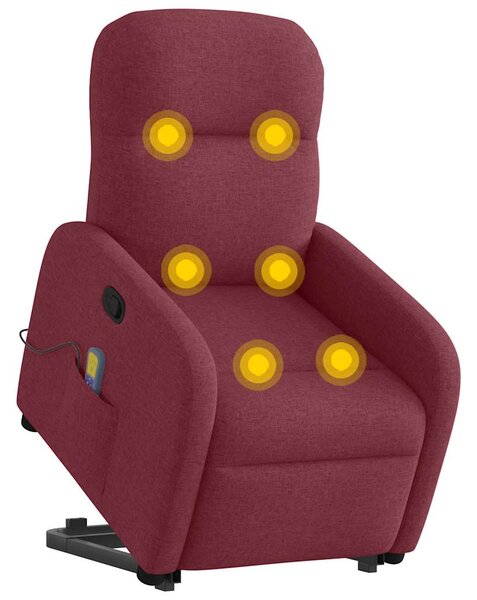 Zvedací masážní polohovací křeslo vínové textil 3302985