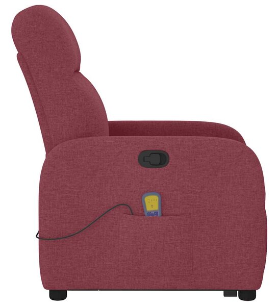 Zvedací masážní polohovací křeslo vínové textil 3302985