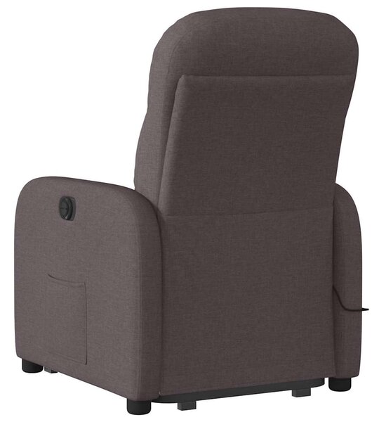 Zvedací masážní polohovací křeslo tmavě hnědé textil 3302987