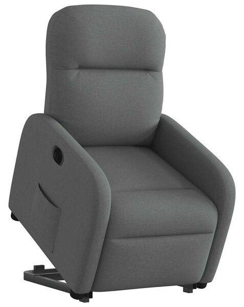 Elektrické zvedací polohovací křeslo tmavě šedé textil 3302993