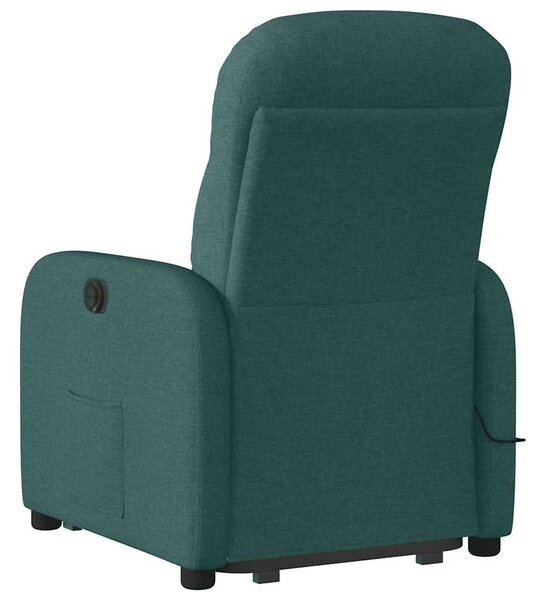 Zvedací masážní polohovací křeslo tmavě zelené textil 3302988