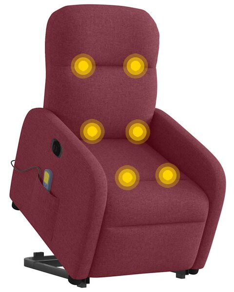 Elektrické zvedací masážní polohovací křeslo vínové textil 3303005