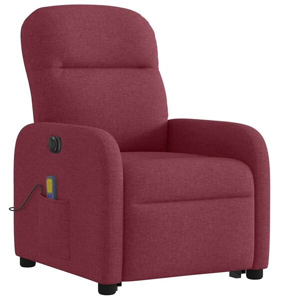 Elektrické zvedací masážní polohovací křeslo vínové textil 3303005