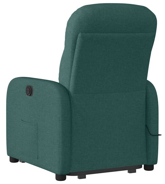 Elektrické zvedací masážní polohovací křeslo zelené textil 3303008