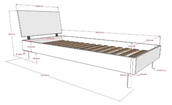 Jednolůžková postel z dubového dřeva s roštem 90x200 cm v přírodní barvě Forrest – Vipack