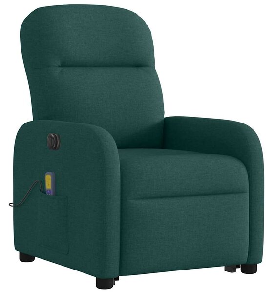 Elektrické zvedací masážní polohovací křeslo zelené textil 3303008