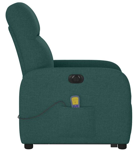 Elektrické zvedací masážní polohovací křeslo zelené textil 3303008