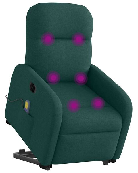 Elektrické zvedací masážní polohovací křeslo zelené textil 3303008