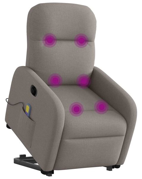 Elektrické zvedací masážní polohovací křeslo taupe textil 3303009