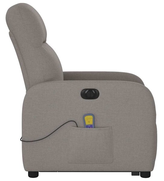 Elektrické zvedací masážní polohovací křeslo taupe textil 3303009