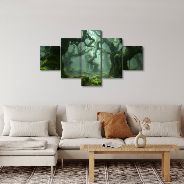 Obraz - Les prorostlý mechem (125x70 cm)