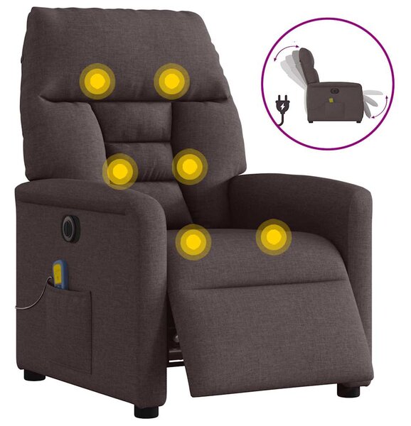 Elektrické masážní polohovací křeslo tmavě hnědé textil 3303027