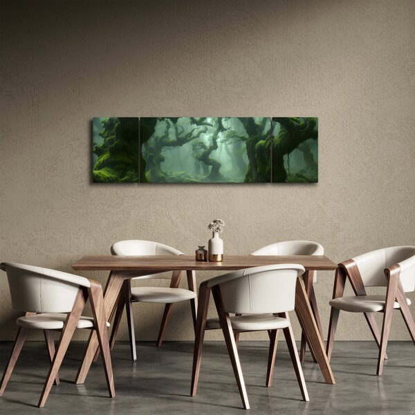 Obraz - Les prorostlý mechem (170x50 cm)
