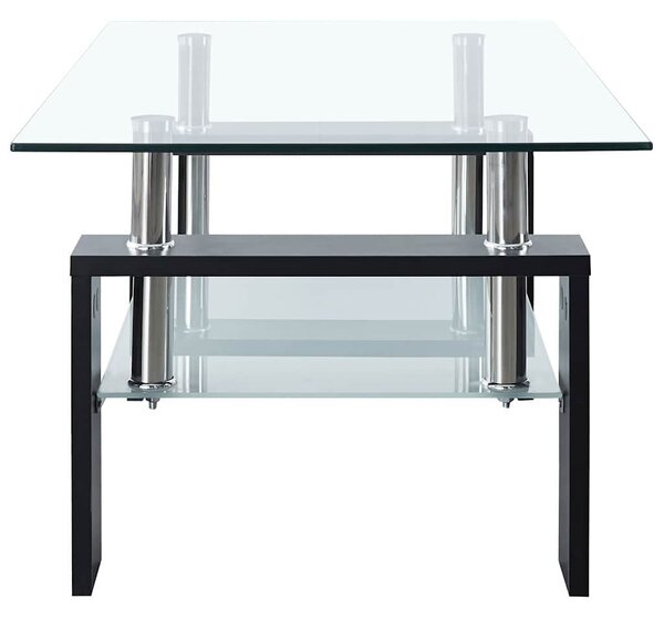 Konferenční stolek černý a průhledný 95x55x40 cm tvrzené sklo 330303