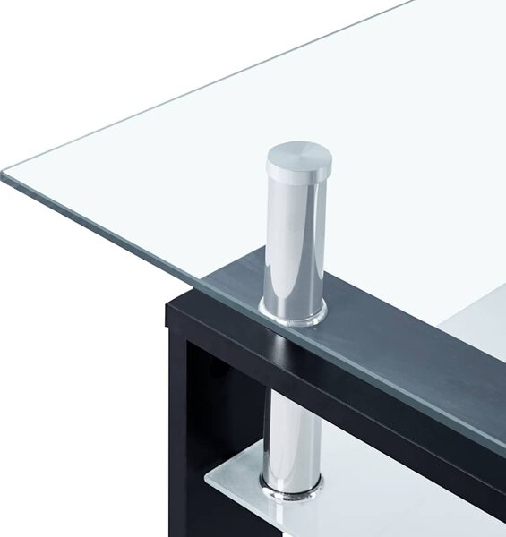 Konferenční stolek černý a průhledný 95x55x40 cm tvrzené sklo 330303