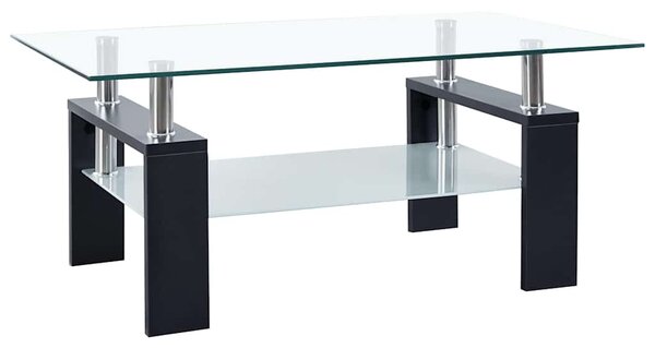 Konferenční stolek černý a průhledný 95x55x40 cm tvrzené sklo 330303
