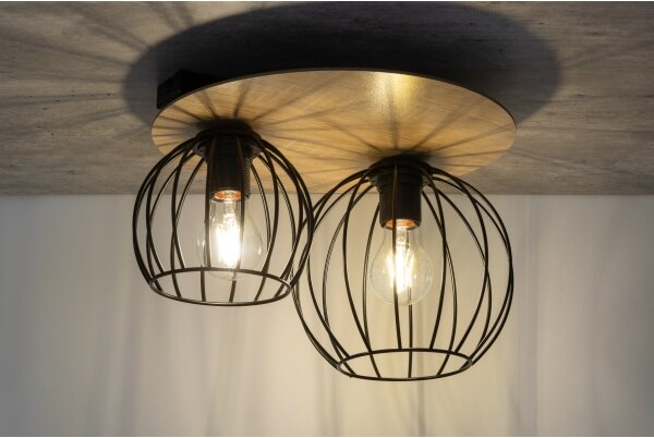 Přisazený lustr CYBER 2xE27/60W/230V dřevo/černá