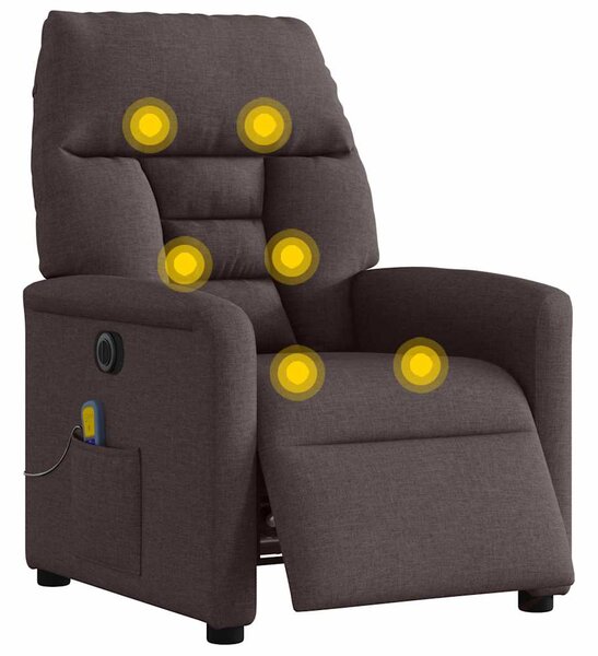 Elektrické masážní polohovací křeslo tmavě hnědé textil 3303027