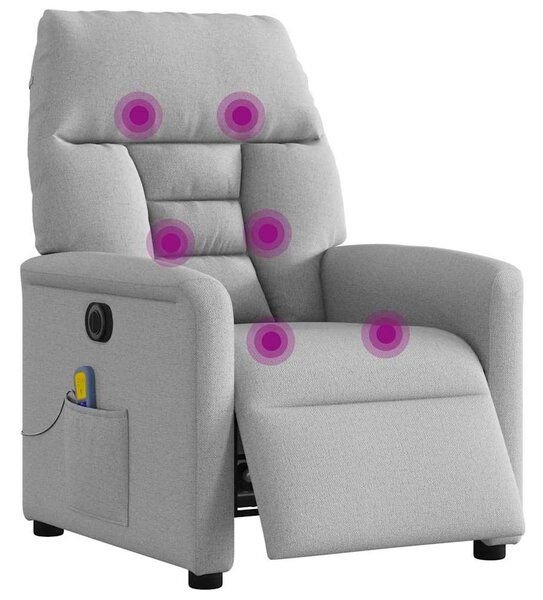 Elektrické masážní polohovací křeslo obláčkově šedé textil 3303031