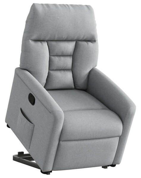 Zvedací polohovací křeslo světle šedé textil 3303032