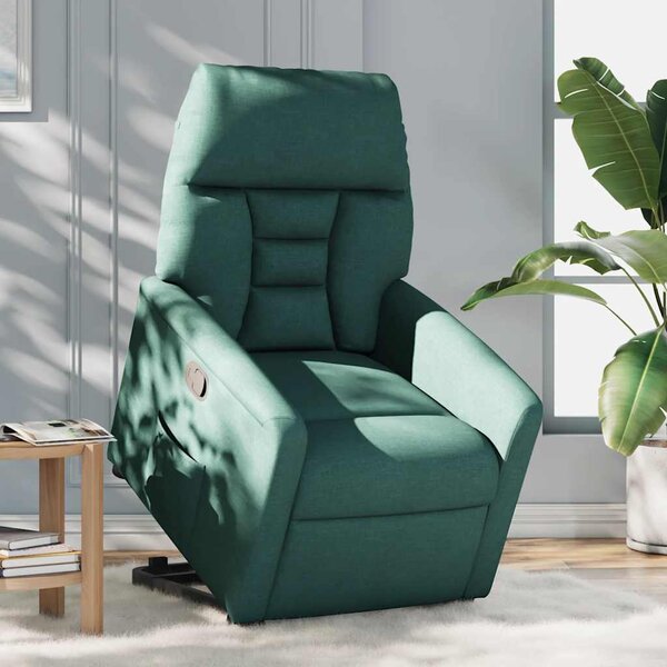 Zvedací polohovací křeslo tmavě zelené textil 3303038