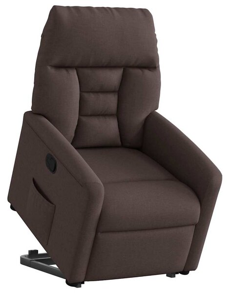 Zvedací polohovací křeslo tmavě hnědé textil 3303037