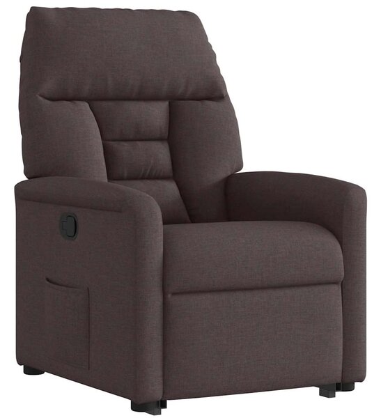 Zvedací polohovací křeslo tmavě hnědé textil 3303037