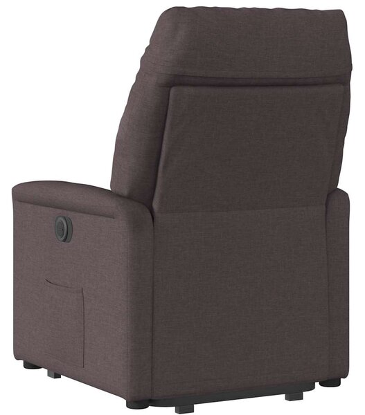 Zvedací polohovací křeslo tmavě hnědé textil 3303037
