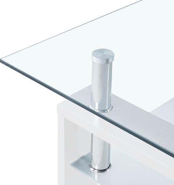 Konferenční stolek bílý a průhledný 95x55x40 cm tvrzené sklo 330304