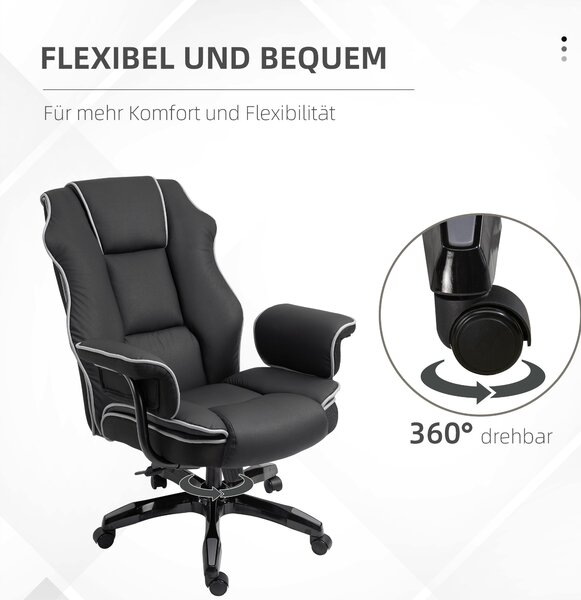 Vinsetto kancelářská židle, ergonomická kancelářská židle s funkcí sklopení, otočná funkce, výškově nastavitelná počítačová židle pro domácí kancelář