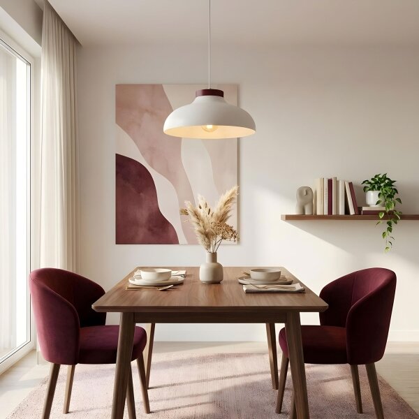 Lustr na lanku BASCA 1xE27/15W/230V krémová/burgundy