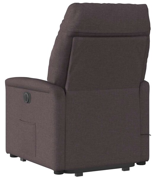 Zvedací masážní polohovací křeslo tmavě hnědé textil 3303047