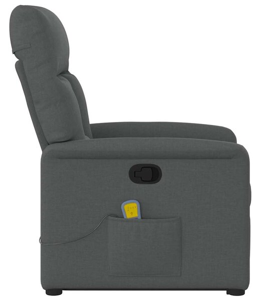 Zvedací masážní polohovací křeslo tmavě šedé textil 3303043