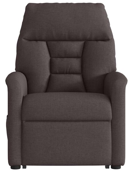 Zvedací masážní polohovací křeslo tmavě hnědé textil 3303047