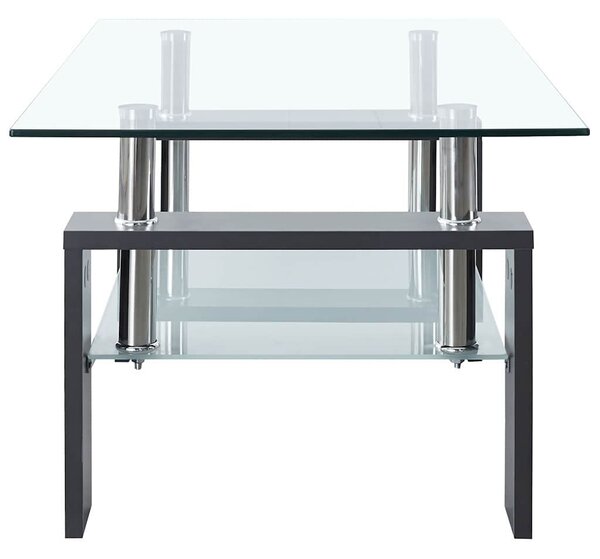 Konferenční stolek šedý a průhledný 95x55x40 cm tvrzené sklo 330305