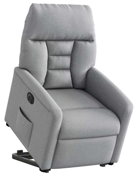 Elektrické zvedací polohovací křeslo světle šedé textil 3303052