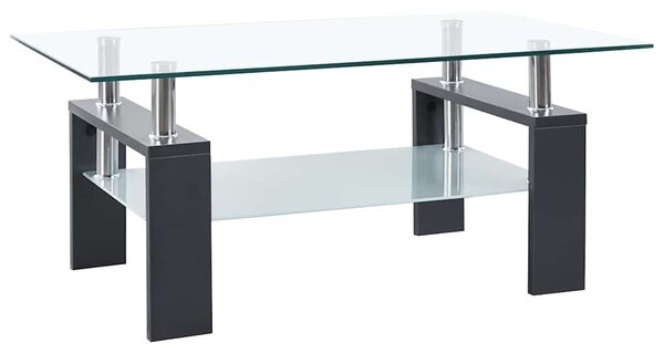 Konferenční stolek šedý a průhledný 95x55x40 cm tvrzené sklo 330305