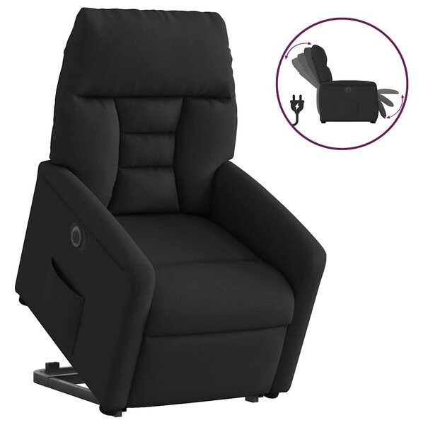 Elektrické zvedací polohovací křeslo černé textil 3303054