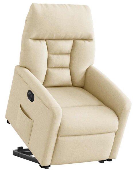 Elektrické zvedací polohovací křeslo krémové textil 3303060
